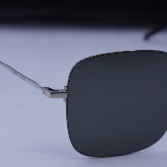 Saint Laurent SL410 WIRE 004 Square Sunglasses - Silver/Grey - Picture 2 of 9